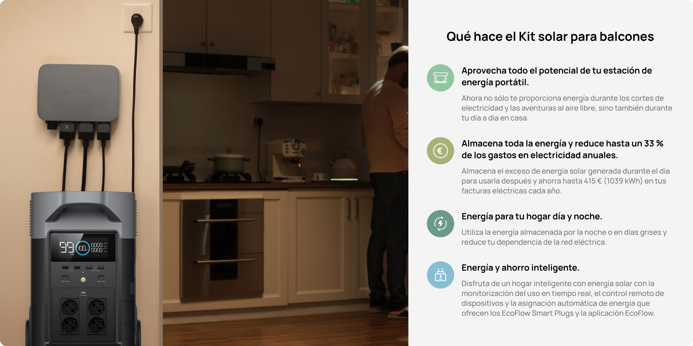 Funciona em sincronia com o EcoFlow PowerStream Balcony Solar Kit