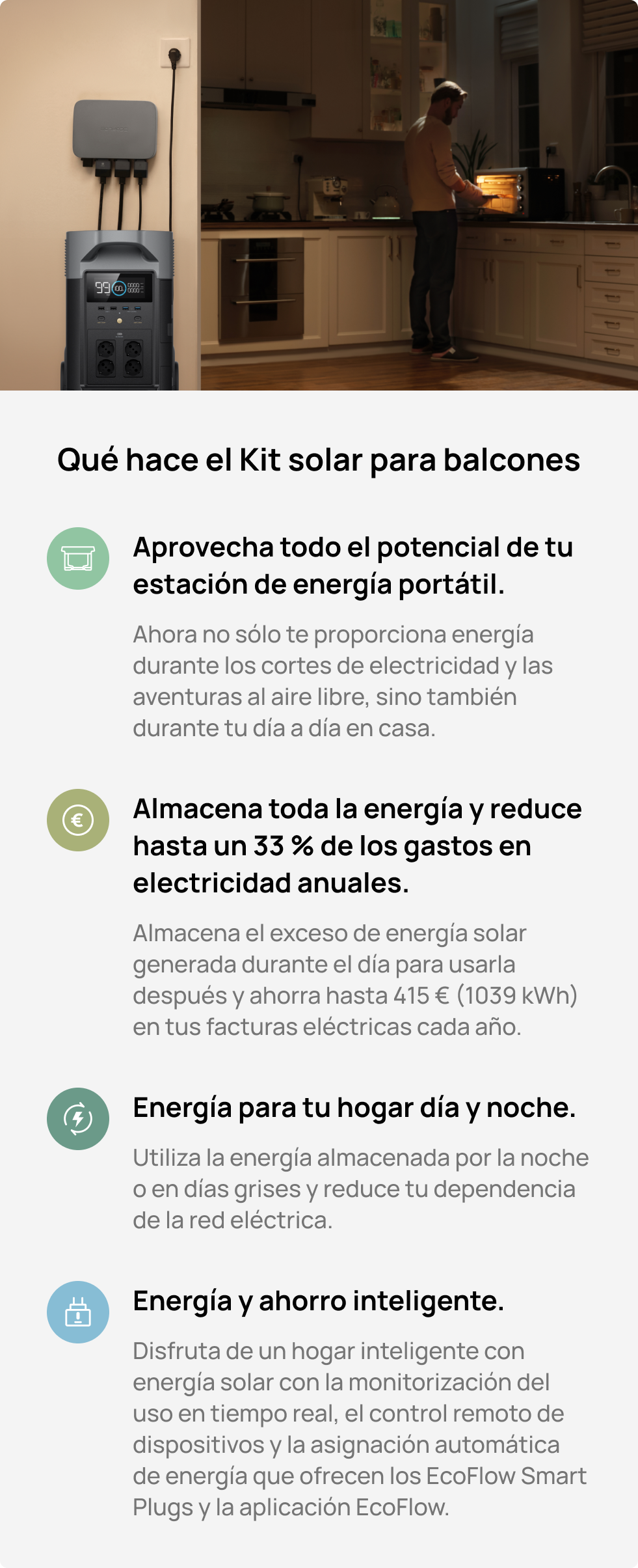 Funciona em sincronia com o EcoFlow PowerStream Balcony Solar Kit