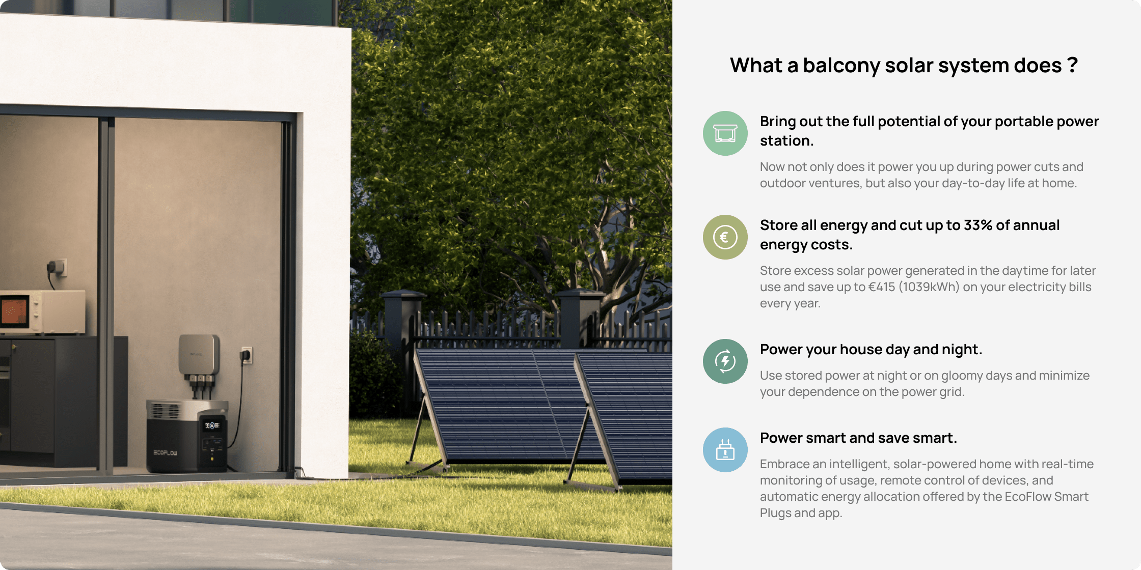 Funciona em sincronia com o EcoFlow PowerStream Balcony Solar Kit